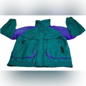 Vintage Y2K 90s Columbia Color Block POWDER KEG Teal/Purple 3 In 1 Ski Jacket M